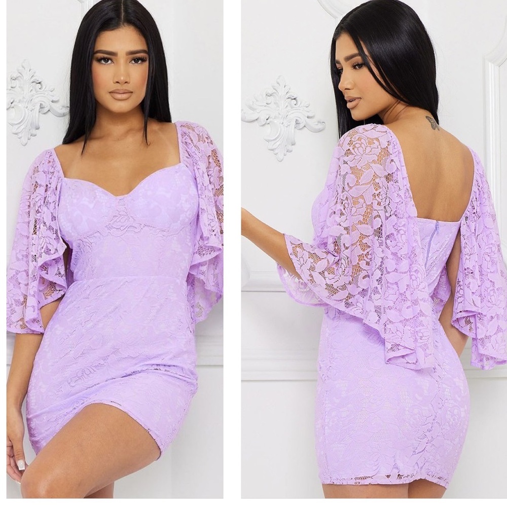 Lavender Lace Body Control Special Occasion Mini Dress Size Medium NWT